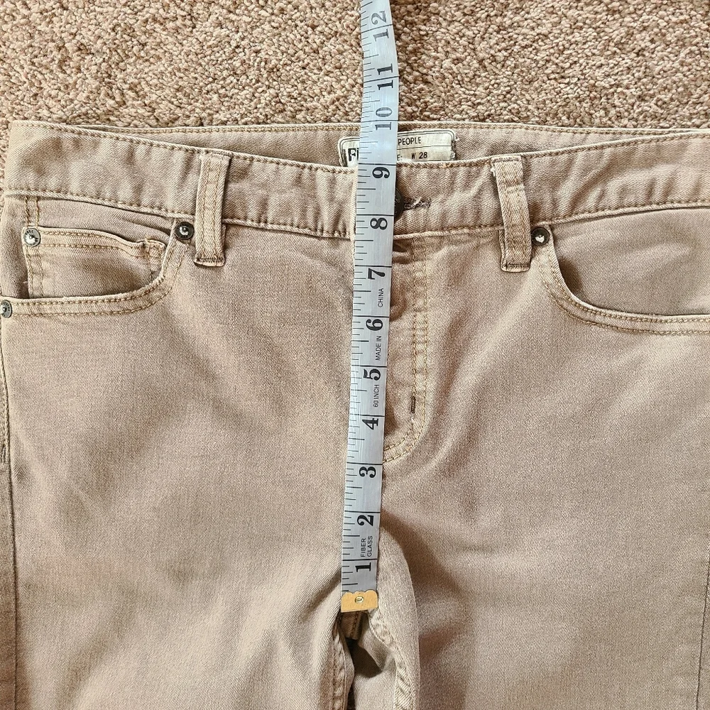 Free People Beige Destroyed Knee Skinny Jeans